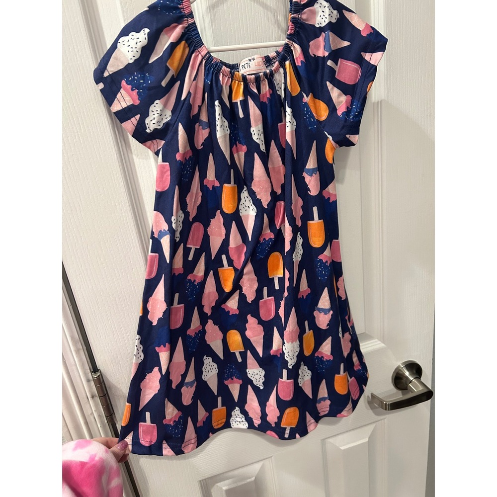 Pete & Lucy‎ Girls Navy Ice Cream Popsicle Print Dress Size Small k7019
